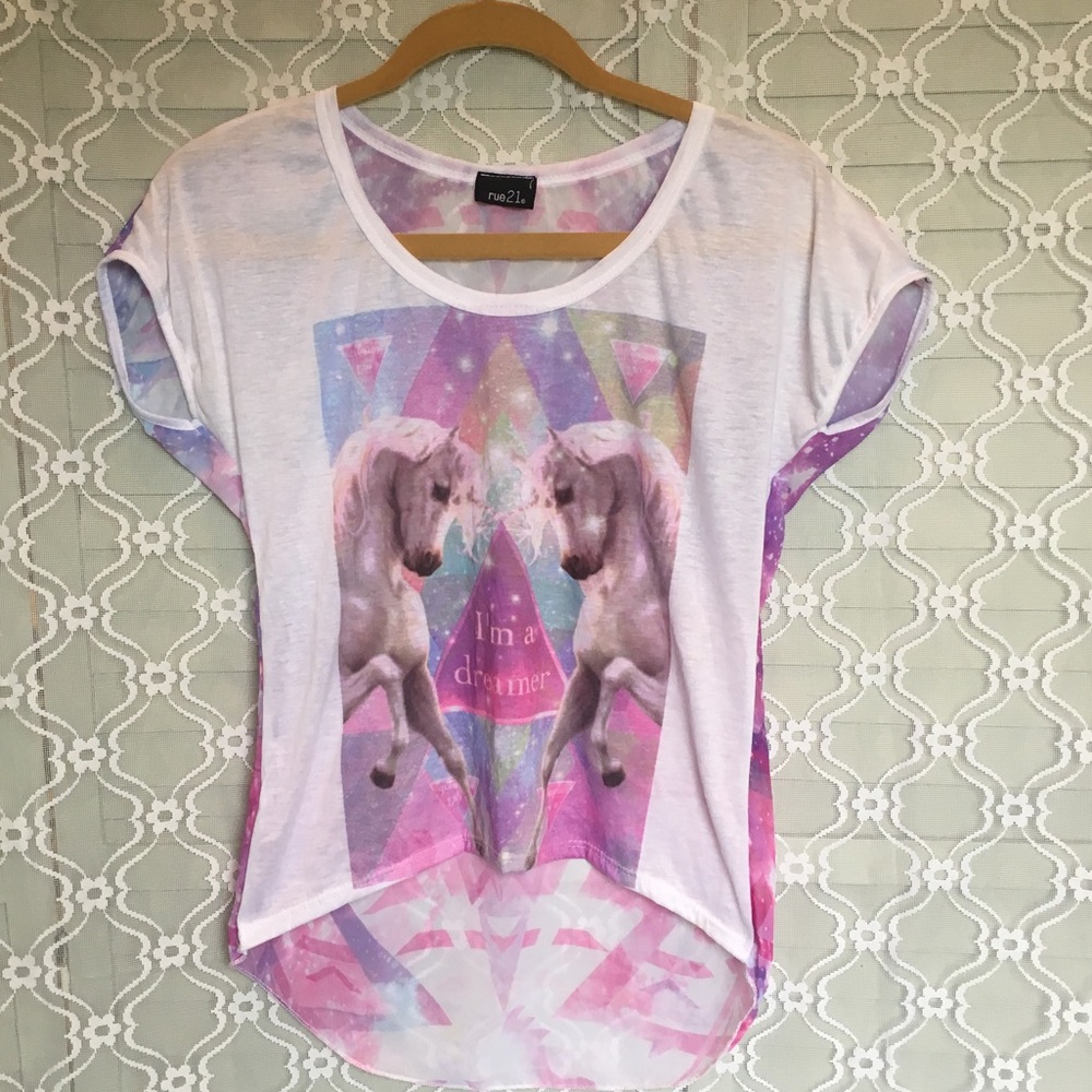 Geometric Neon Unicorn Top